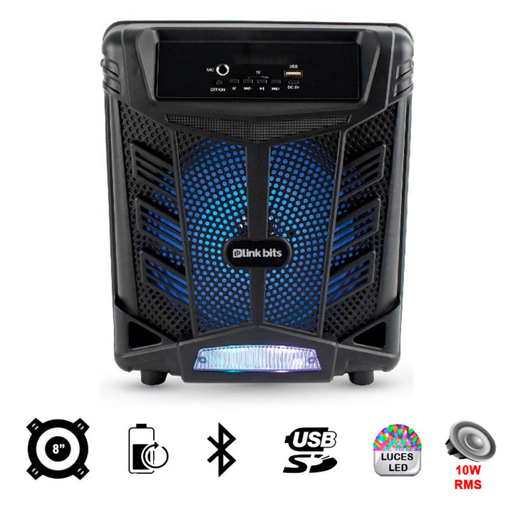 LINKBITS BAFLE 8" RECARGABLE RADIO FM USB