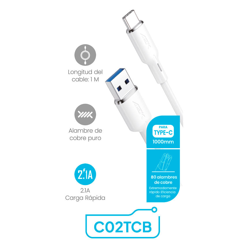 AEK CABLE USB A USB TIPO "C"