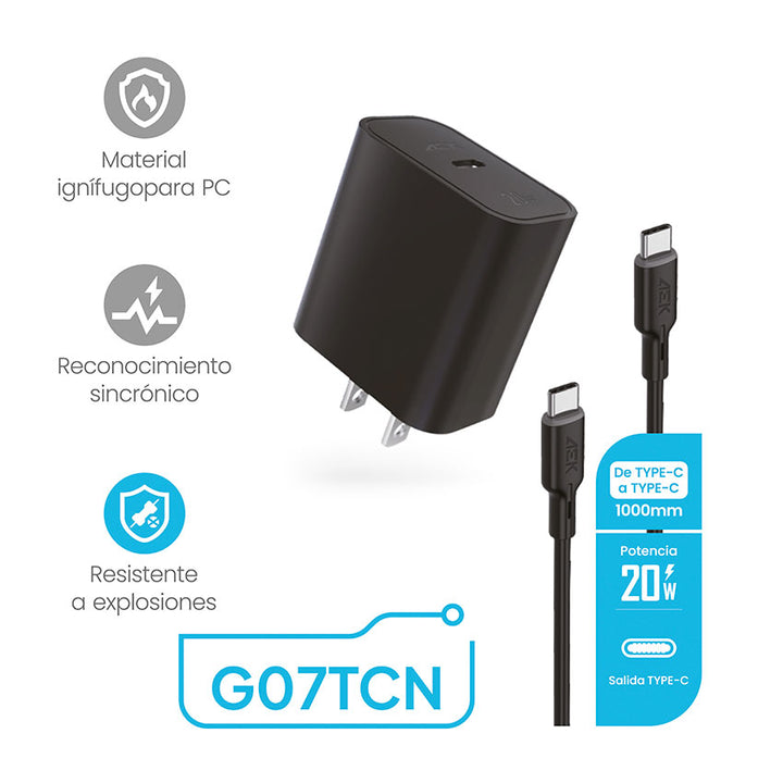 ADAPTADOR AC USB AEK INCLUYE CABLE USB TIPO "C" A USB TIPO "C"