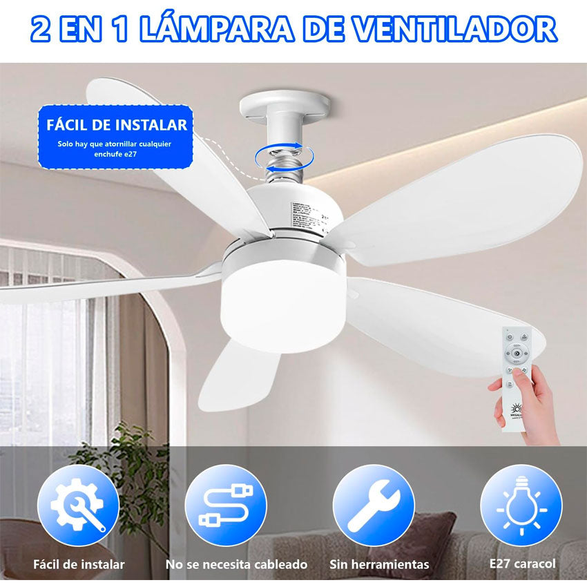 TIANLAI LAMPARA LED CON VENTILADOR 5 ASPAS