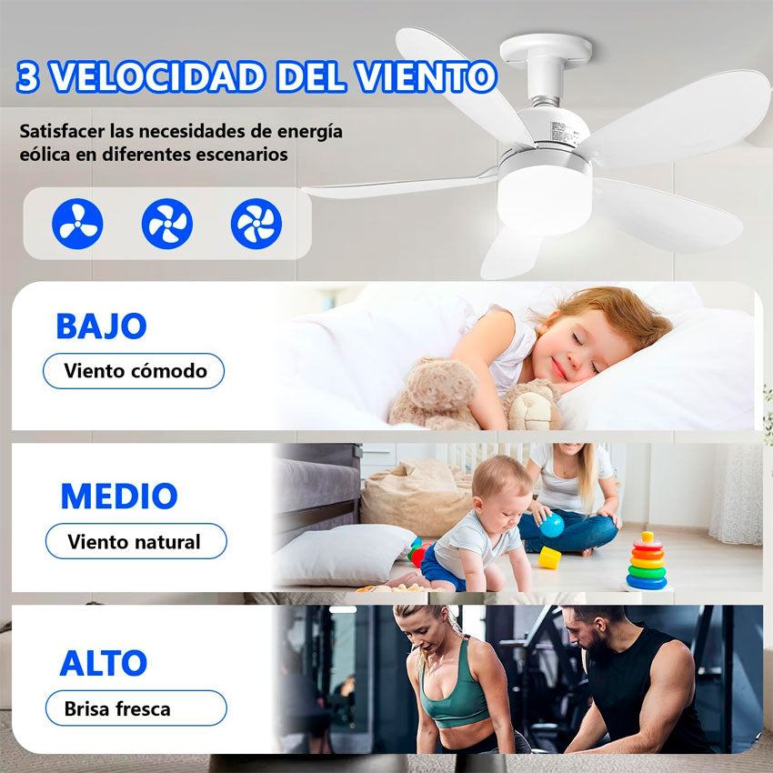TIANLAI LAMPARA LED CON VENTILADOR 5 ASPAS