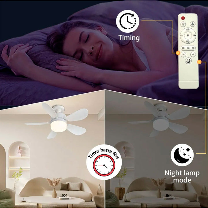 TIANLAI LÁMPARA CON VENTILADOR 3 VELOCIDADES, ASPAS DESMONTABLES