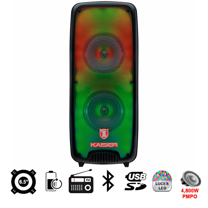 KSR BAFLE 2X6.5 PULGADAS 4,800 WATTS BLUETOOTH