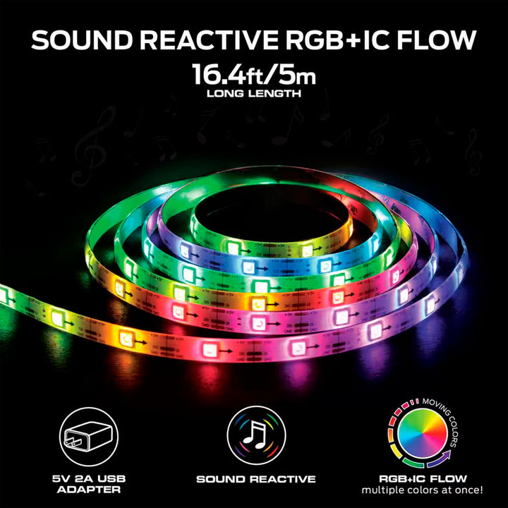 TIRA LUCES LED RGB+IC REACTIVA AL SONIDO MONSTER 5 MT