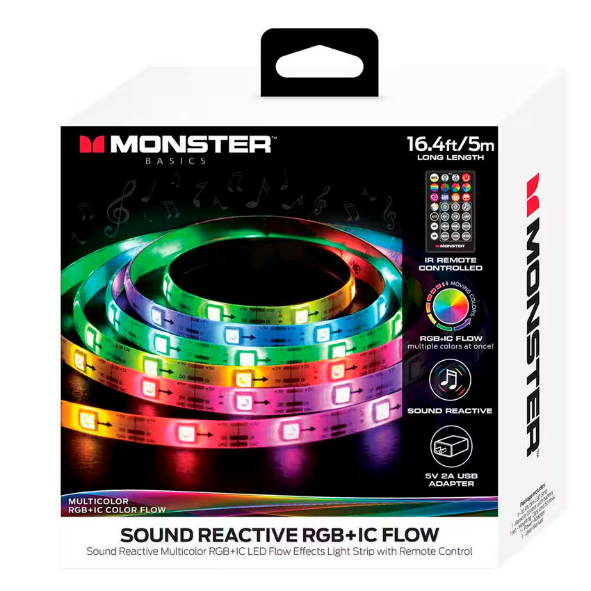 TIRA LUCES LED RGB+IC REACTIVA AL SONIDO MONSTER 5 MT