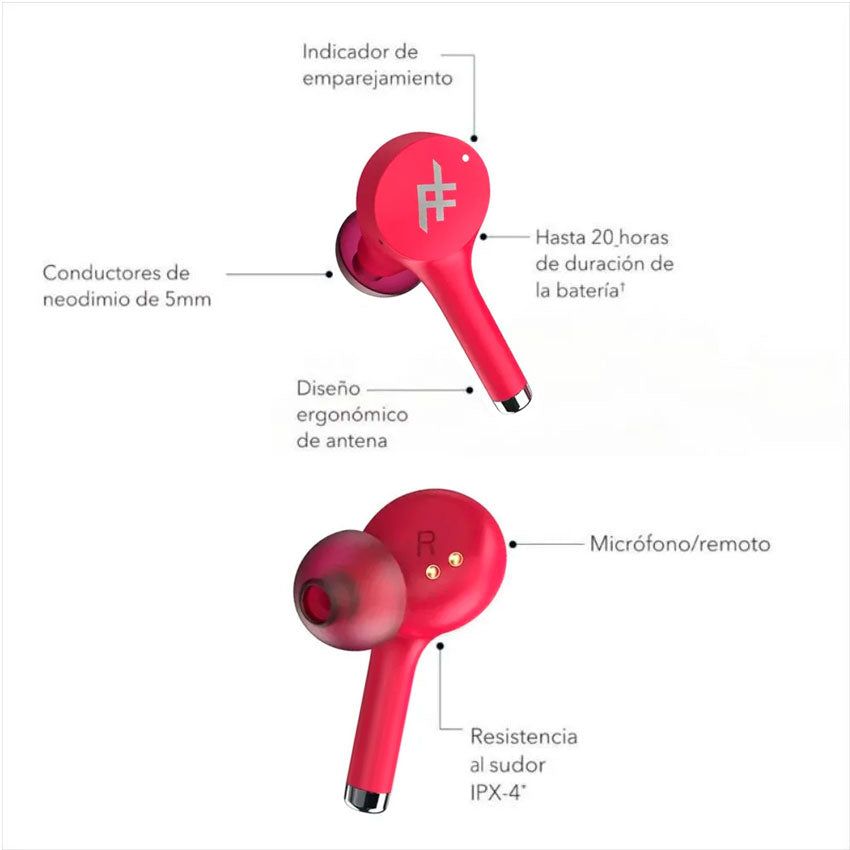 IFROGZ AUDIFONOS TRUE WIRELESS AIRTIME PRO 2 ROJO
