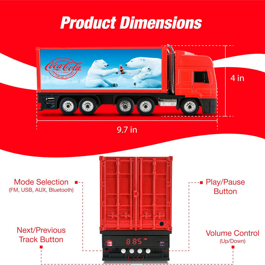 COCA-COLA BOCINA BLUETOOTH TRUCK OSO POLAR