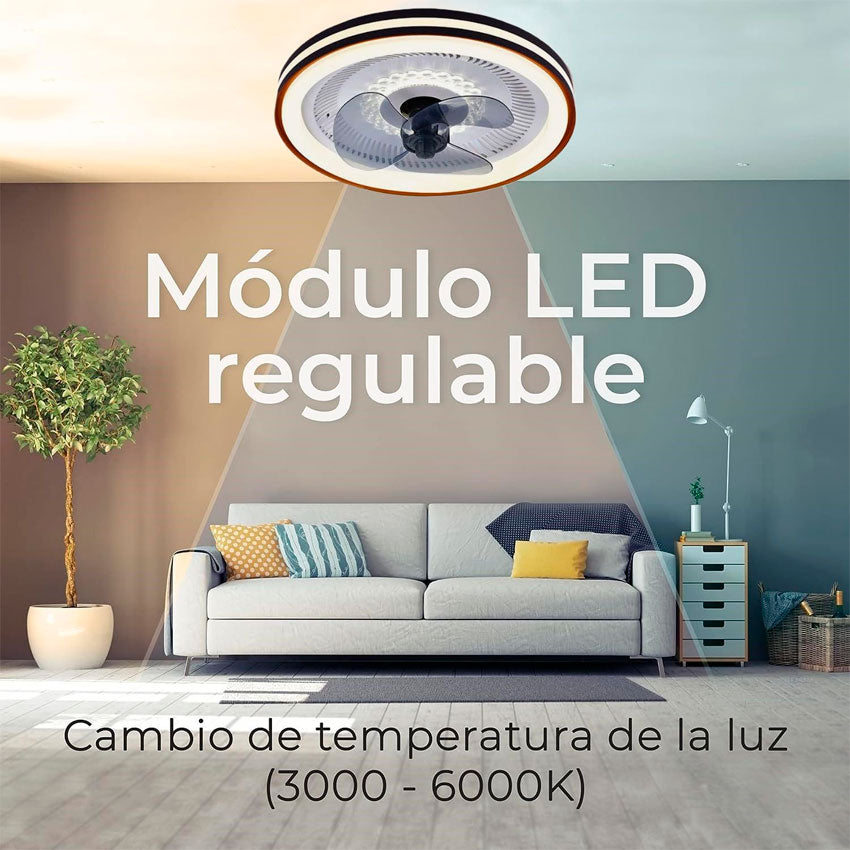 MEGALUZ VENTILADOR CON LUZ LED 12" POTENTE, EFICIENTE Y CON ESTILO