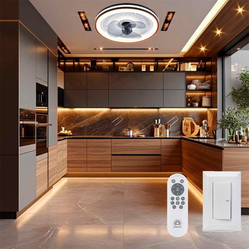 MEGALUZ VENTILADOR CON LUZ LED 12" POTENTE, EFICIENTE Y CON ESTILO