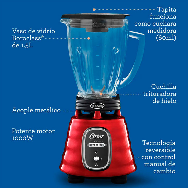 LICUADORA OSTER CLASICA REVERSIBLE ROJA (BLSTBESTR)