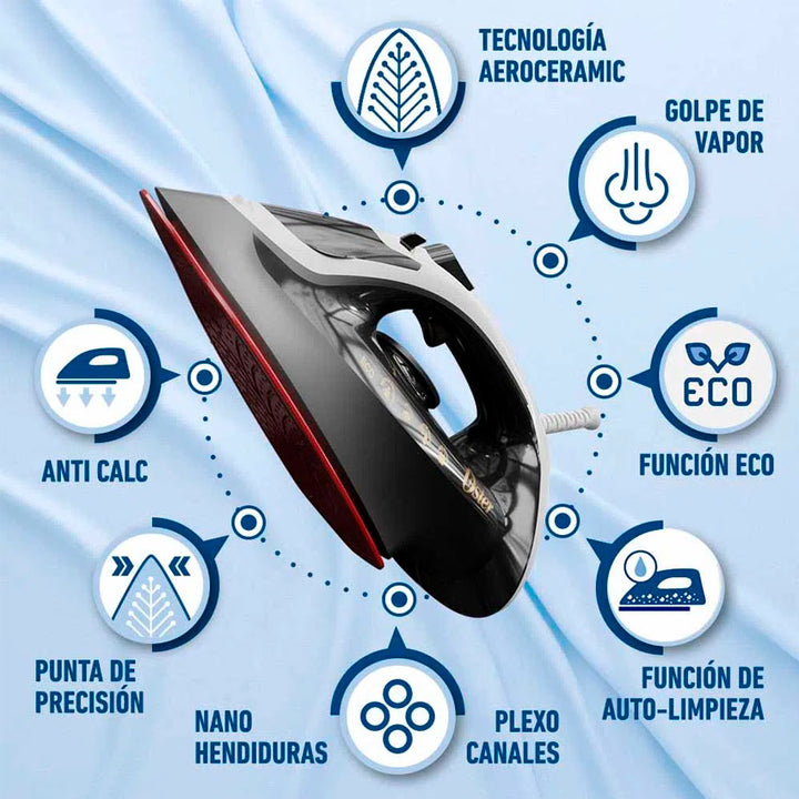 OSTER PLANCHA DE VAPOR TECNOLOGIA AEROCERAMICA