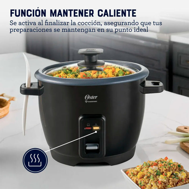 Oster Olla Arrocera 7 Tazas Negra de Gran Capacidad ( Ckstrcb7dfblk-013)