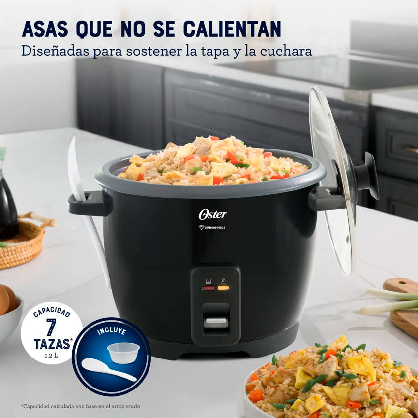 Oster Olla Arrocera 7 Tazas Negra de Gran Capacidad ( Ckstrcb7dfblk-013)