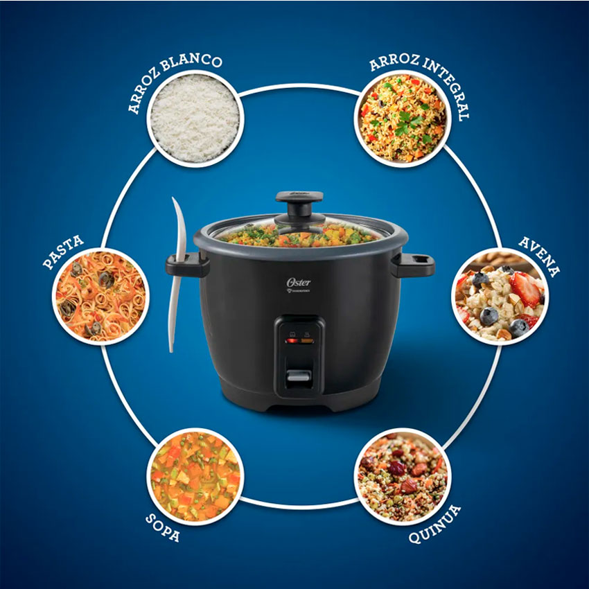 Oster Olla Arrocera 7 Tazas Negra de Gran Capacidad ( Ckstrcb7dfblk-013)