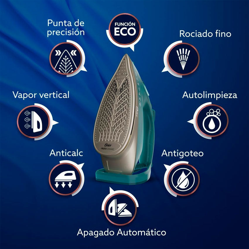 PLANCHA DE VAPOR OSTER AZUL VERDE