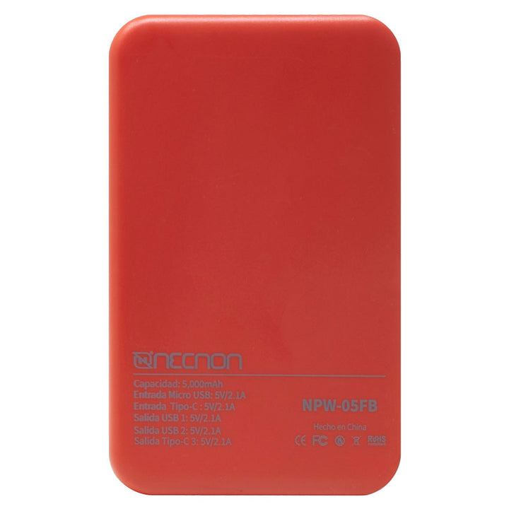 NECNON BATERIA DE RESPALDO 5000 MAH ROJO