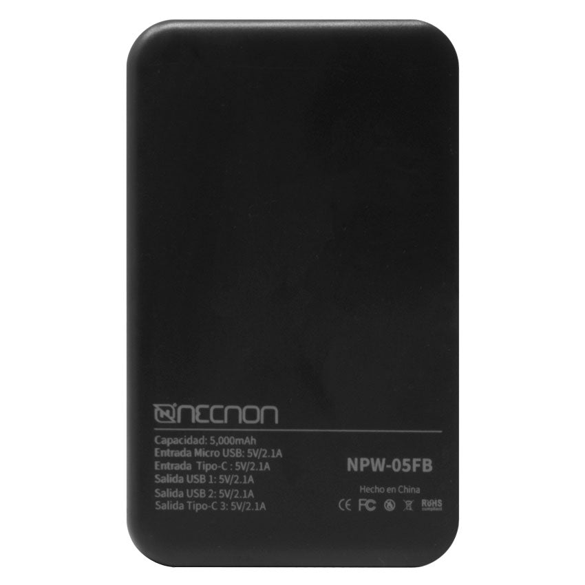 NECNON BATERIA DE RESPALDO 5000 MAH NEGRO