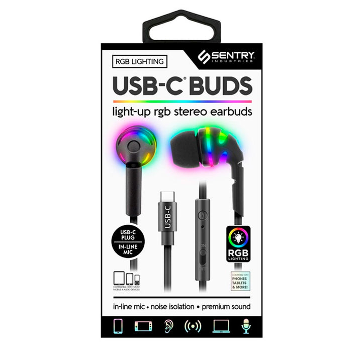 Sentry Audifonos Light Up Rgb Tipo-c ( 24) Micrófono y Sonido Estéreo Premium