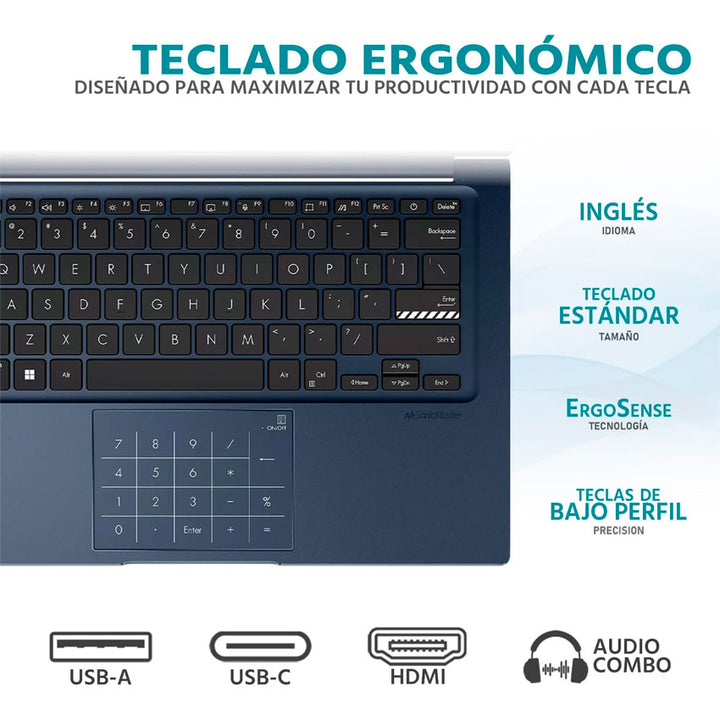 LAPTOP ASUS 14" 12 GB RAM 512 GB SSD PROCESADOR I7-1355U