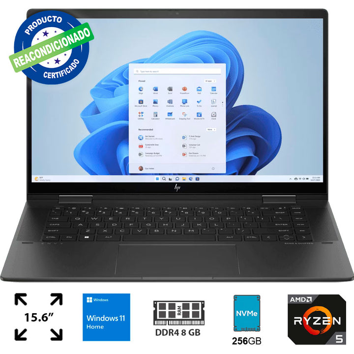 LAPTOP HP 15" 8 GB RAM, 256 GB SSD, RYZEN 5-7530U, W11