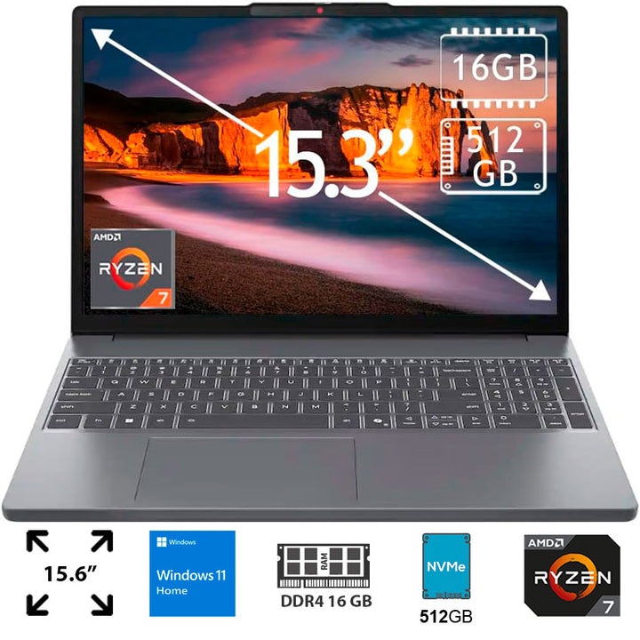 Lenovo Laptop 15.3" 16 Gb Ram, 512 Gb Ssd, Razen 7, W11