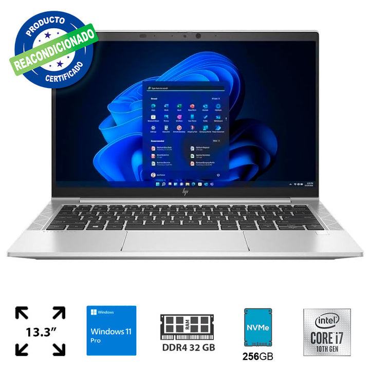 LAPTOP HP 13.3" 32 GB RAM, 256 GB SSD, CORE I7-10610U, W11