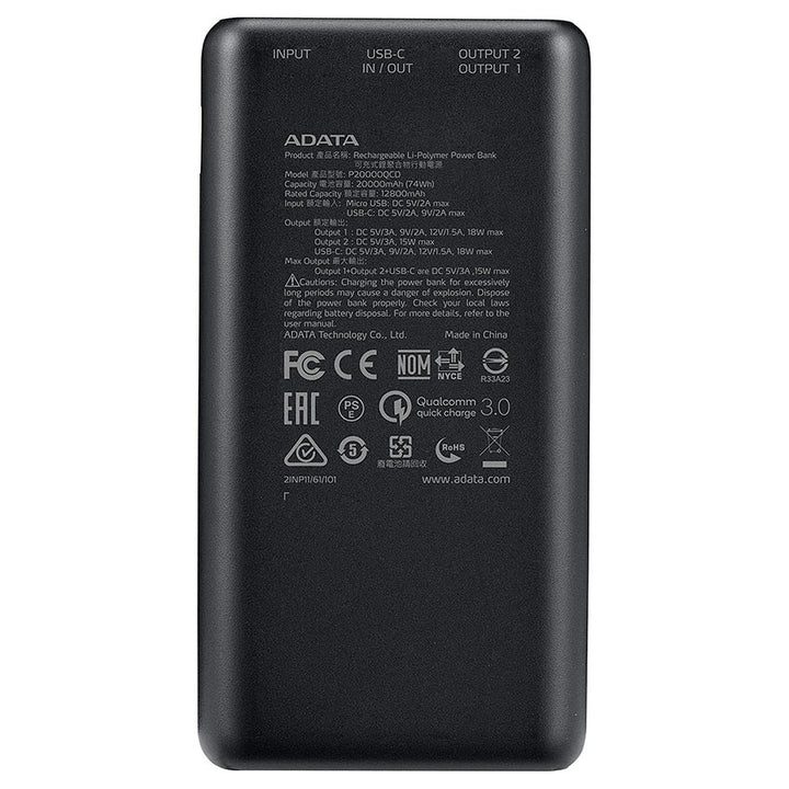 ADATA BATERIA DE RESPALDO 20000 MAH