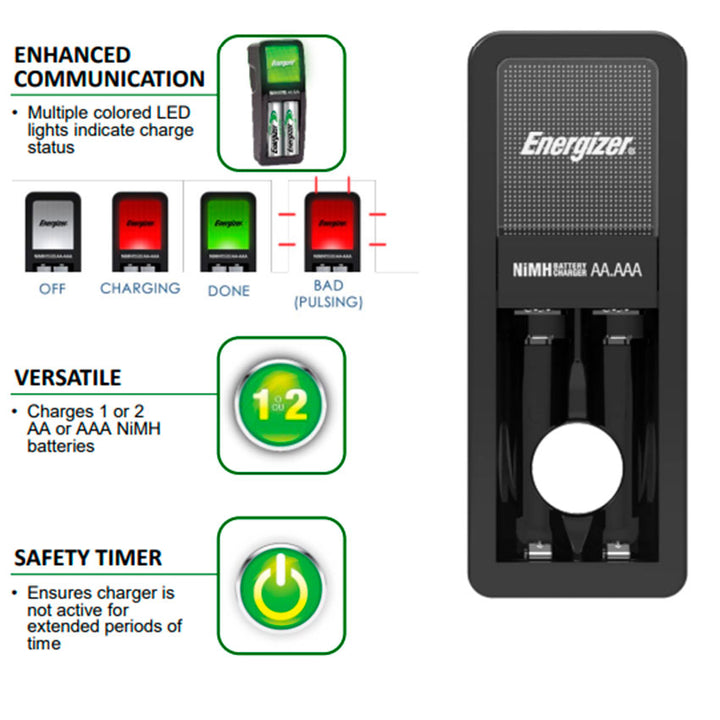 ENERGIZER CARGADOR INCLUYE 2 BATERIAS AA