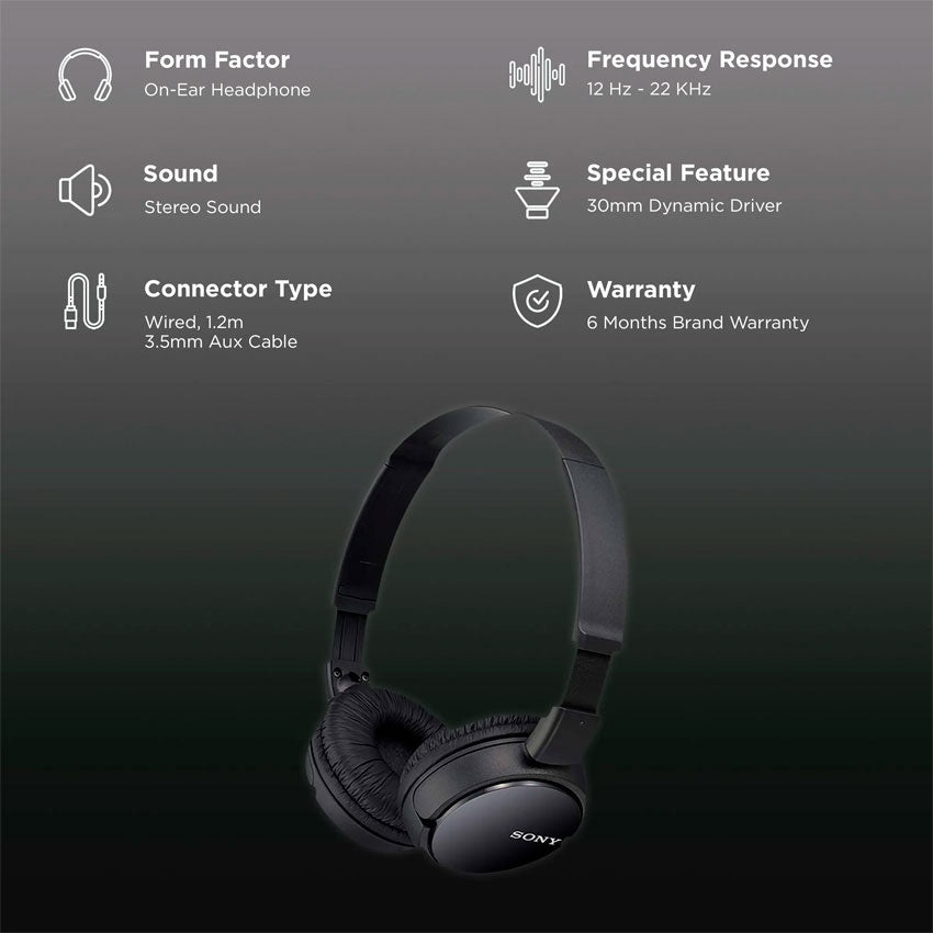 SONY AUDIFONOS ALAMBRICOS ON EAR COLOR NEGRO