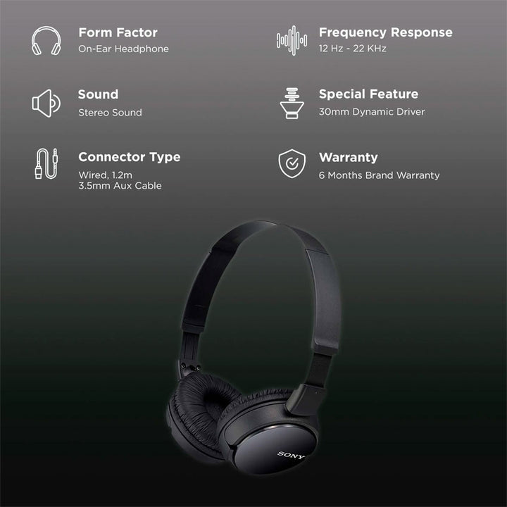 SONY AUDIFONOS ALAMBRICOS ON EAR COLOR NEGRO