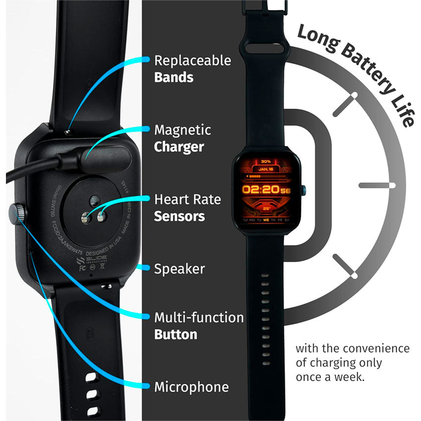 SLIDE SMARTWATCH RELOJ INTELIGENTE UNISEX PRESION ARTERIAL DEPORTIVO