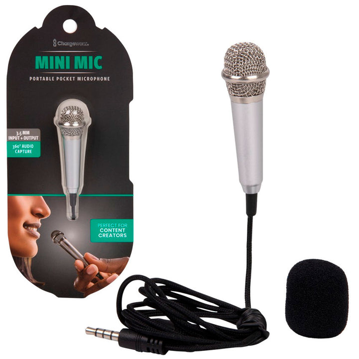 Chargeworx Microfono Mini Portátil con Captura de Audio 360° y Conector 3.5 Mm