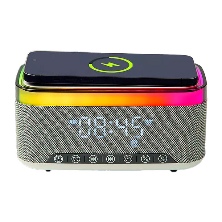 CHARGEWORX RELOJ DESPERTADOR DIGITAL CON CARGADOR WIRELESS Y ALTAVOZ BLUETOOTH