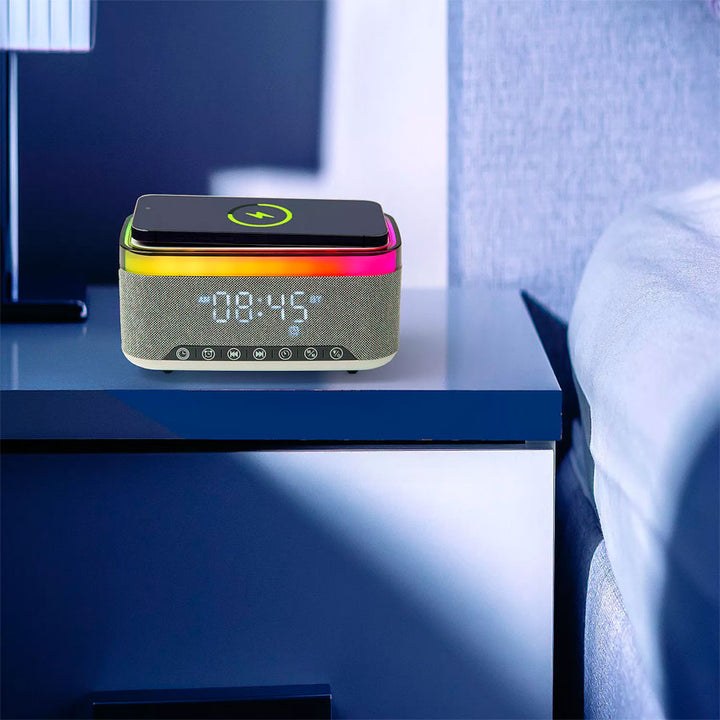 CHARGEWORX RELOJ DESPERTADOR DIGITAL CON CARGADOR WIRELESS Y ALTAVOZ BLUETOOTH