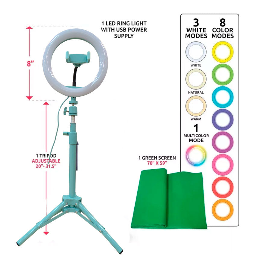 VIVITAR ARO DE LUZ CON STAND 8" RGB