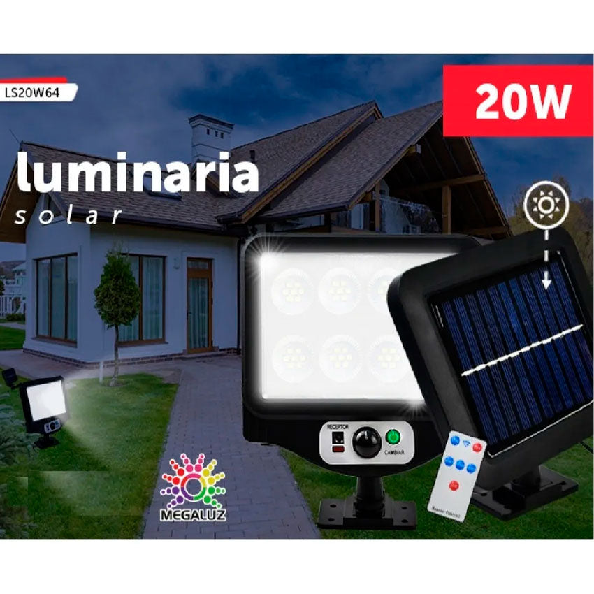 LAMPARA LED CON PANEL SOLAR 20W (1800LM) TIANLAI