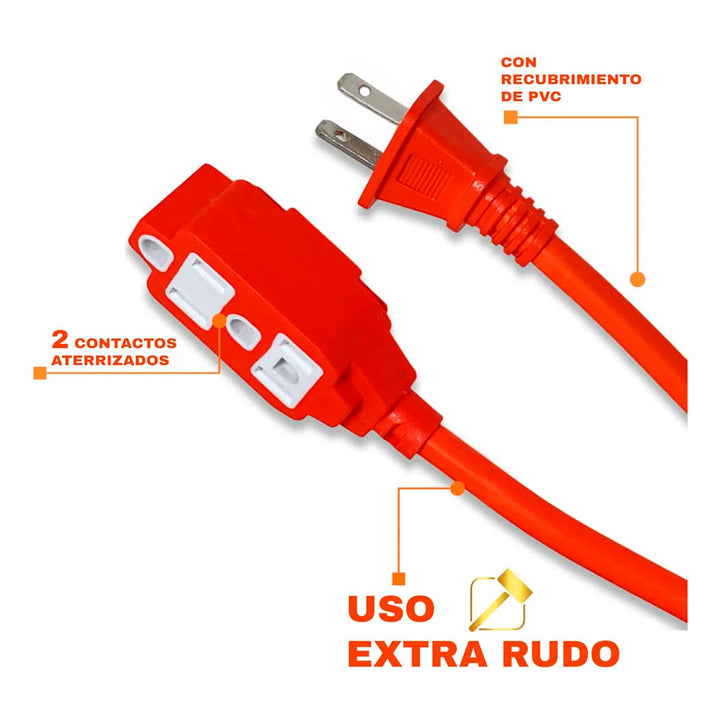 EXTENSION ELECTRICA ANDY 3 MTS NARANJA