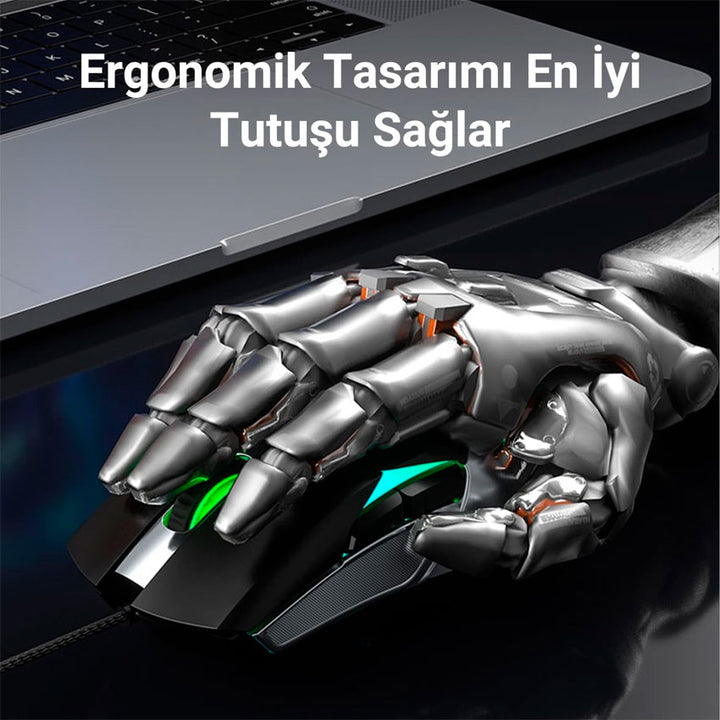 AULA MOUSE GAMER F816 RGB ERGONÓMICO