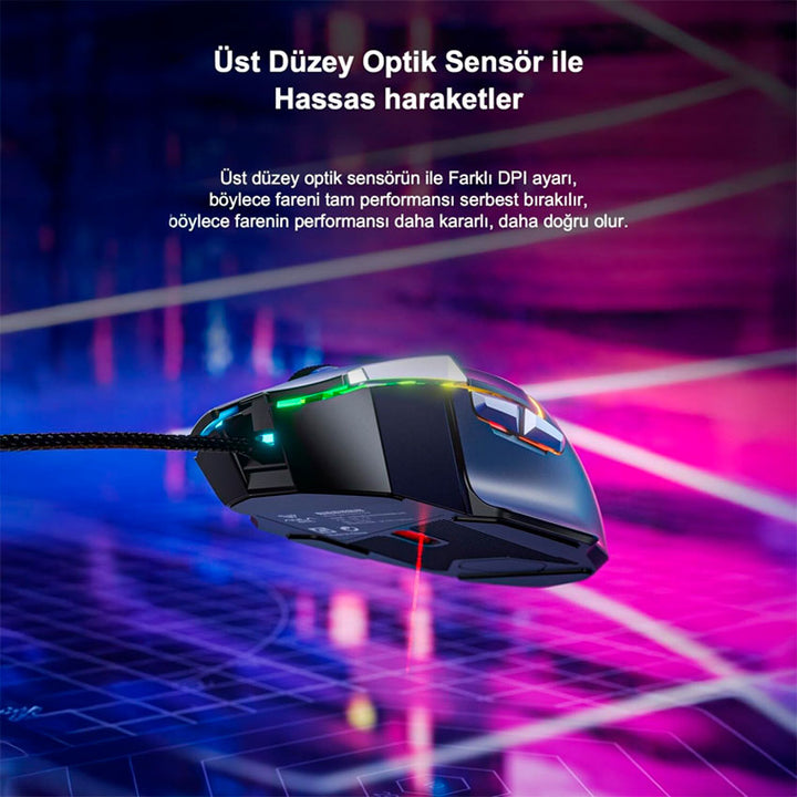 AULA MOUSE GAMING GAMER S12 PRO 2800 DPI RGB ERGONÓMICO