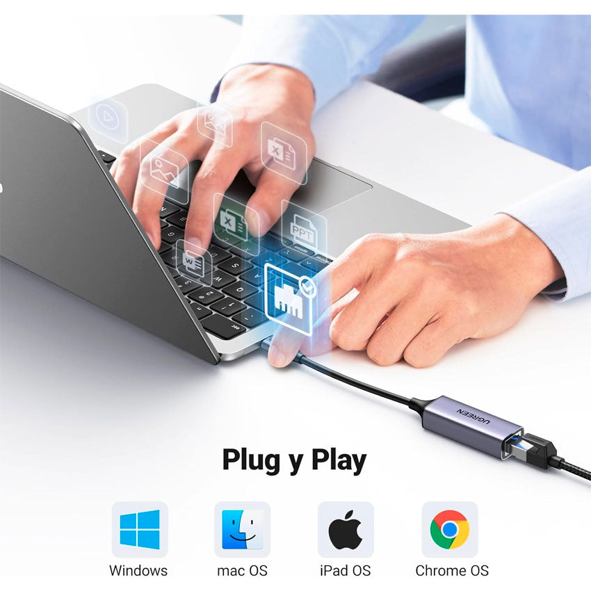 Adaptador Usb Tipo " C" a Rj45 Ugreen