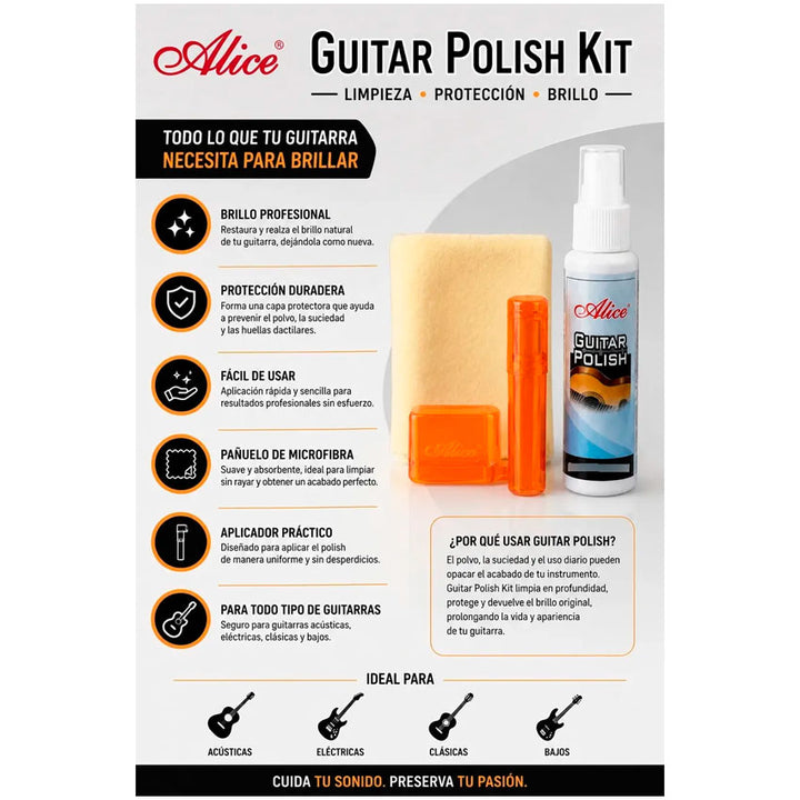Alice Kit de Limpieza para Guitarra