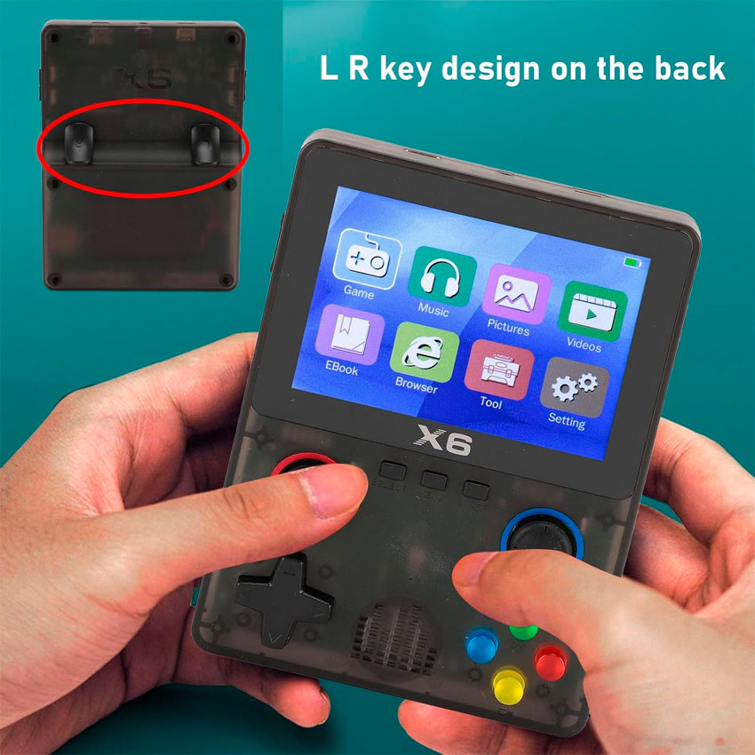 X6 Aparato Videojuego Portatil 3,5” Ips, 11 Simuladores, Doble Joystick