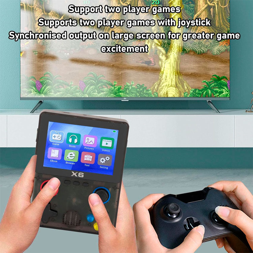 X6 Aparato Videojuego Portatil 3,5” Ips, 11 Simuladores, Doble Joystick