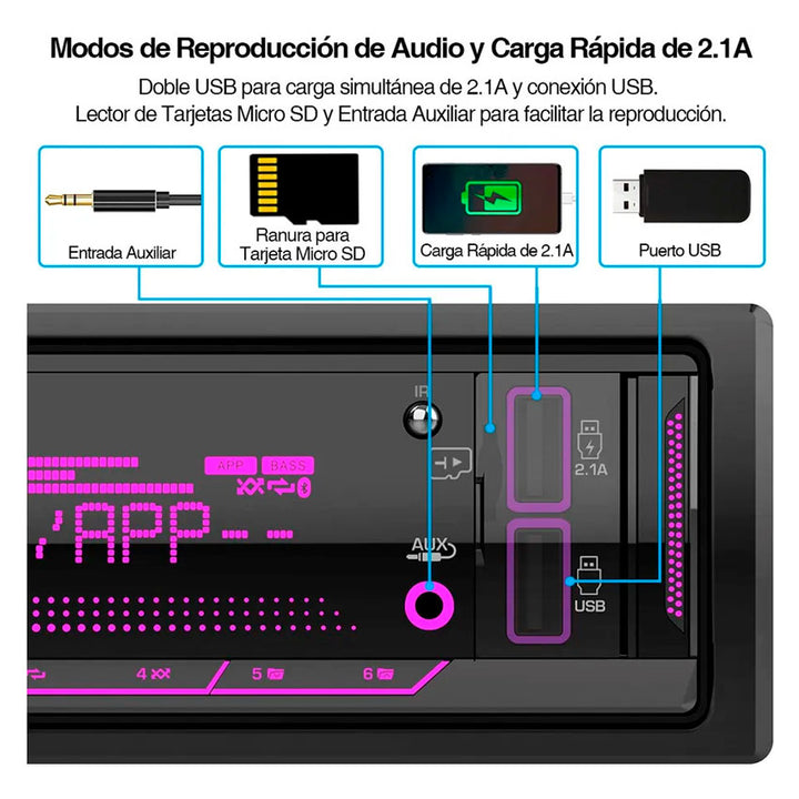 POWER ACOUSTIK AUTO STEREO BLUETOOTH PL-40B – 1 DIN CON PUERTOS USB DUAL