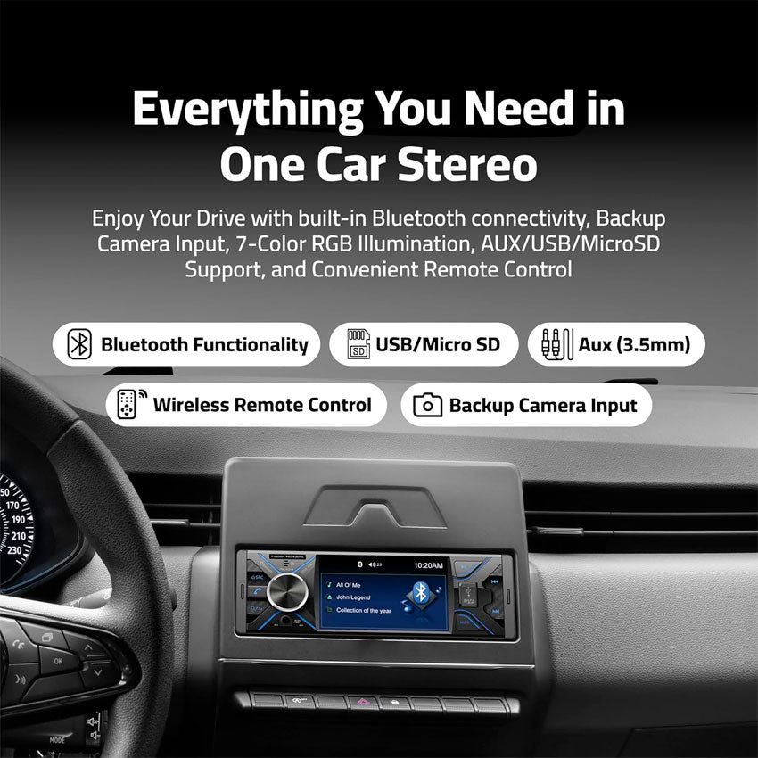 POWER ACOUSTIK AUTO STEREO BLUETOOTH ML-43HB – PANTALLA 4.3" CON CONTROL REMOTO