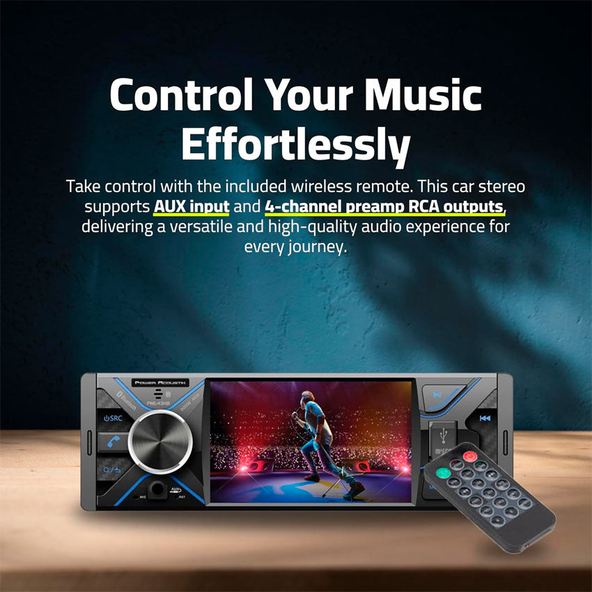 POWER ACOUSTIK AUTO STEREO BLUETOOTH ML-43HB – PANTALLA 4.3" CON CONTROL REMOTO