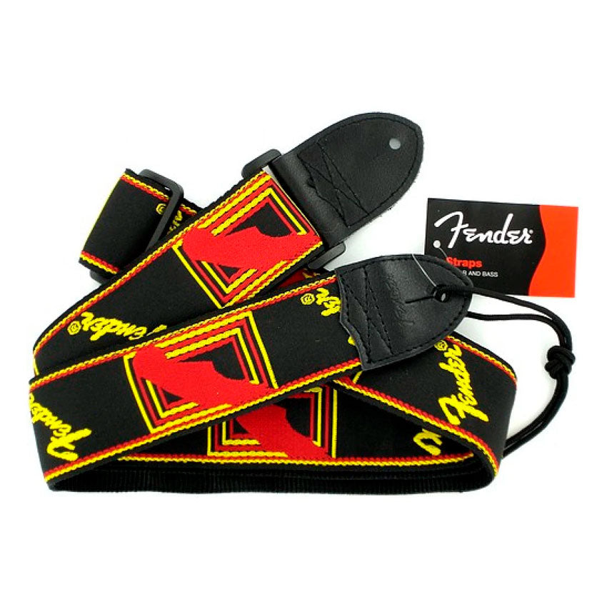FENDER CORREA MONO STRAP BLK/YLW/RED ACOLCHADA Y AJUSTABLE