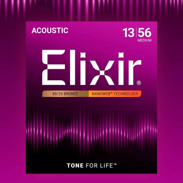 Encordadura Guitarra Elixir 80/20 Bronce Medium Nanoweb