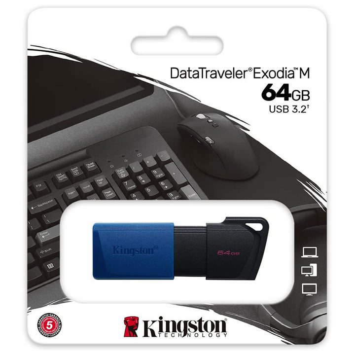 KINGSTON MEMORIA USB 64GB DATATRAVELER EXODIA 3.2 NEGR/AZUL