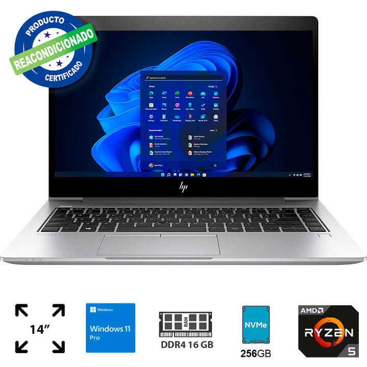 Hp Laptop 14" 16 Gb Ram, 256 Gb Ssd, Ryzen 5 Pro , W11 Reacondicionado